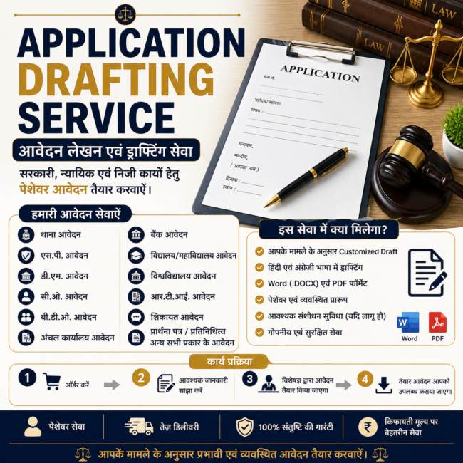 Application Drafting Service आवेदन लेखन एवं ड्राफ्टिंग सेवा