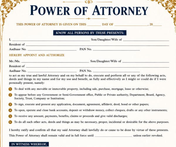 Power of attorney format in hindi Power of attorney format in hindi